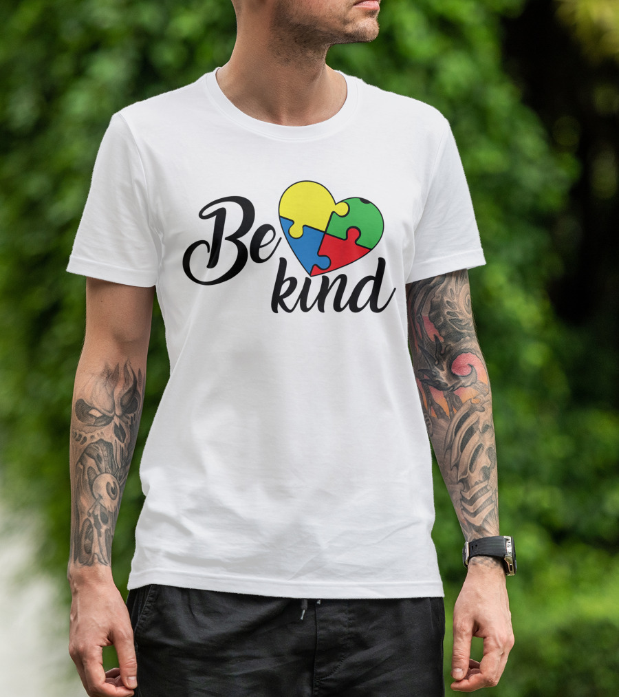 Be Kind Puzzle Heart Autism Support Family Matching T-Shirt