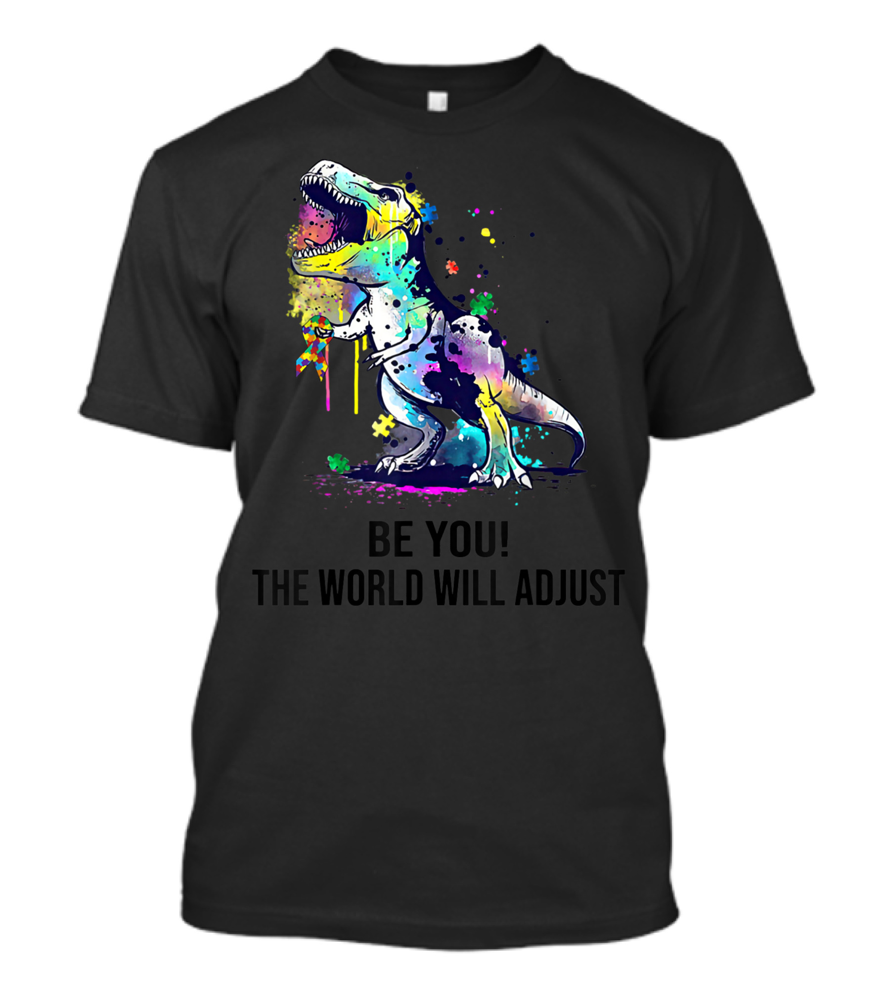 Be You The World Will Adjust Dinosaur Autism Puzzle T-Shirt