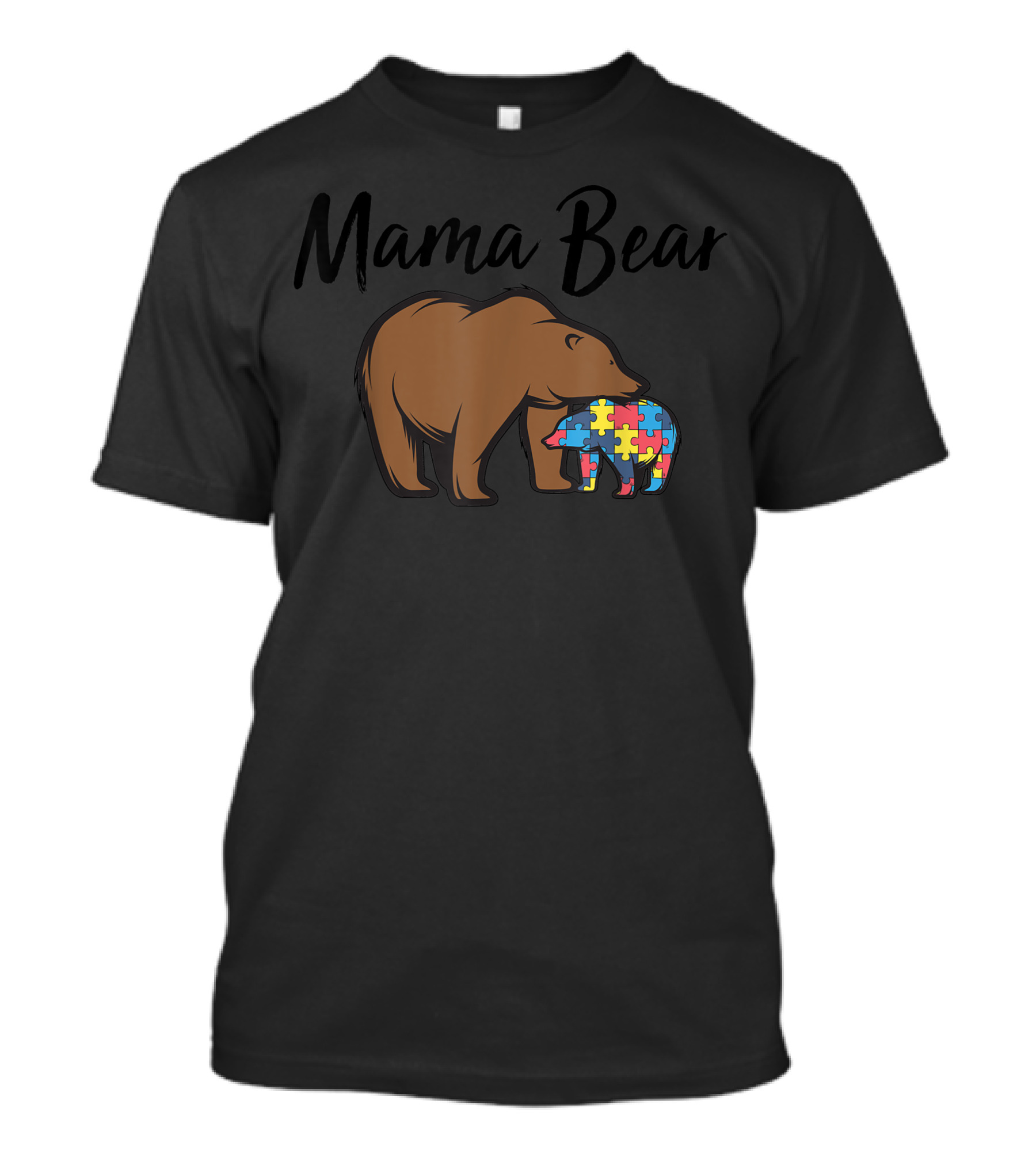 Mama Bear Autism Puzzle Awareness Bear T-Shirt