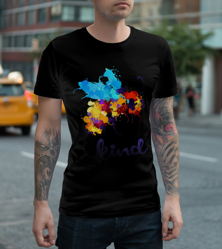 Bee Kind Colorful Paint Splatter Anti Bullying Awareness T-Shirt
