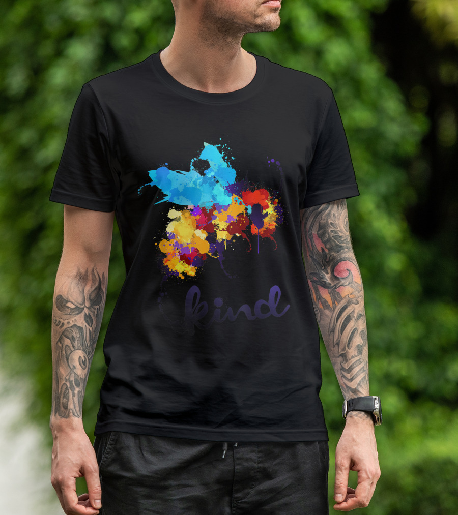 Bee Kind Colorful Paint Splatter Anti Bullying Awareness T-Shirt