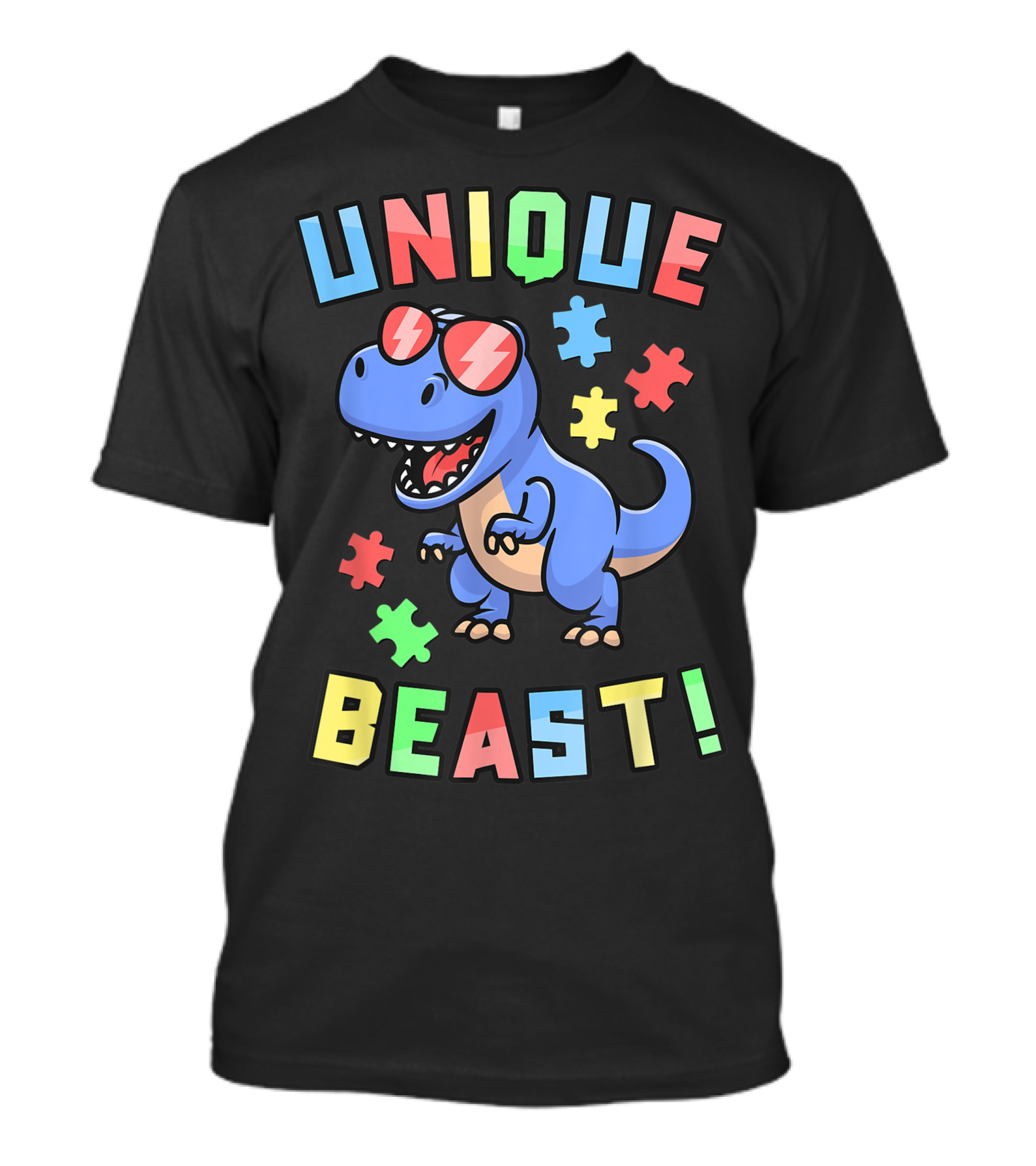 Unique Beast Dinosaur Autism Awareness Puzzle T-Shirt