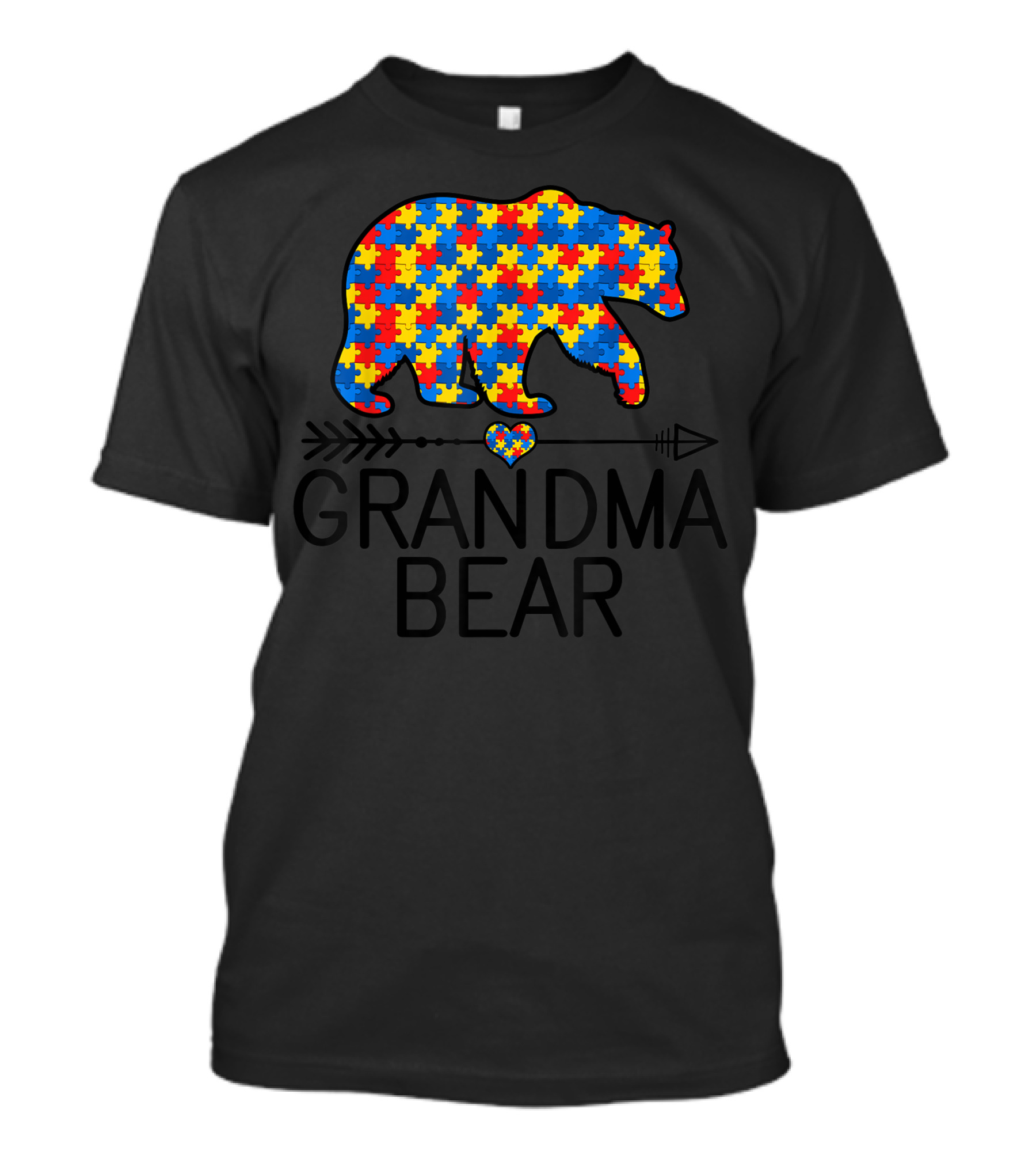 Grandma Bear Puzzle Piece Autism Awareness Support Autistic T-Shirt
