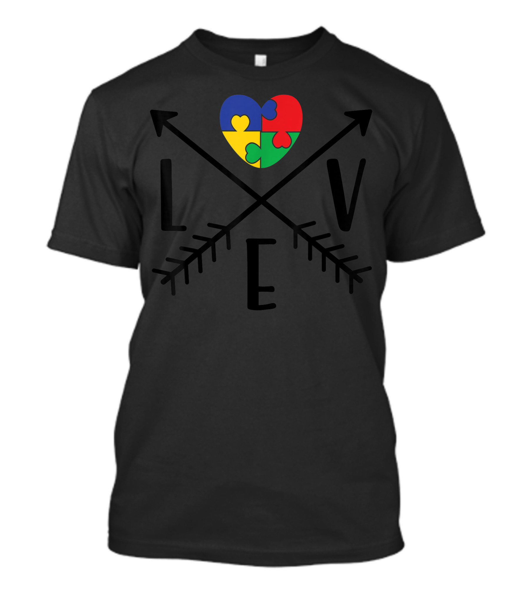 Love Autism Awareness Puzzle Heart Arrows T-Shirt