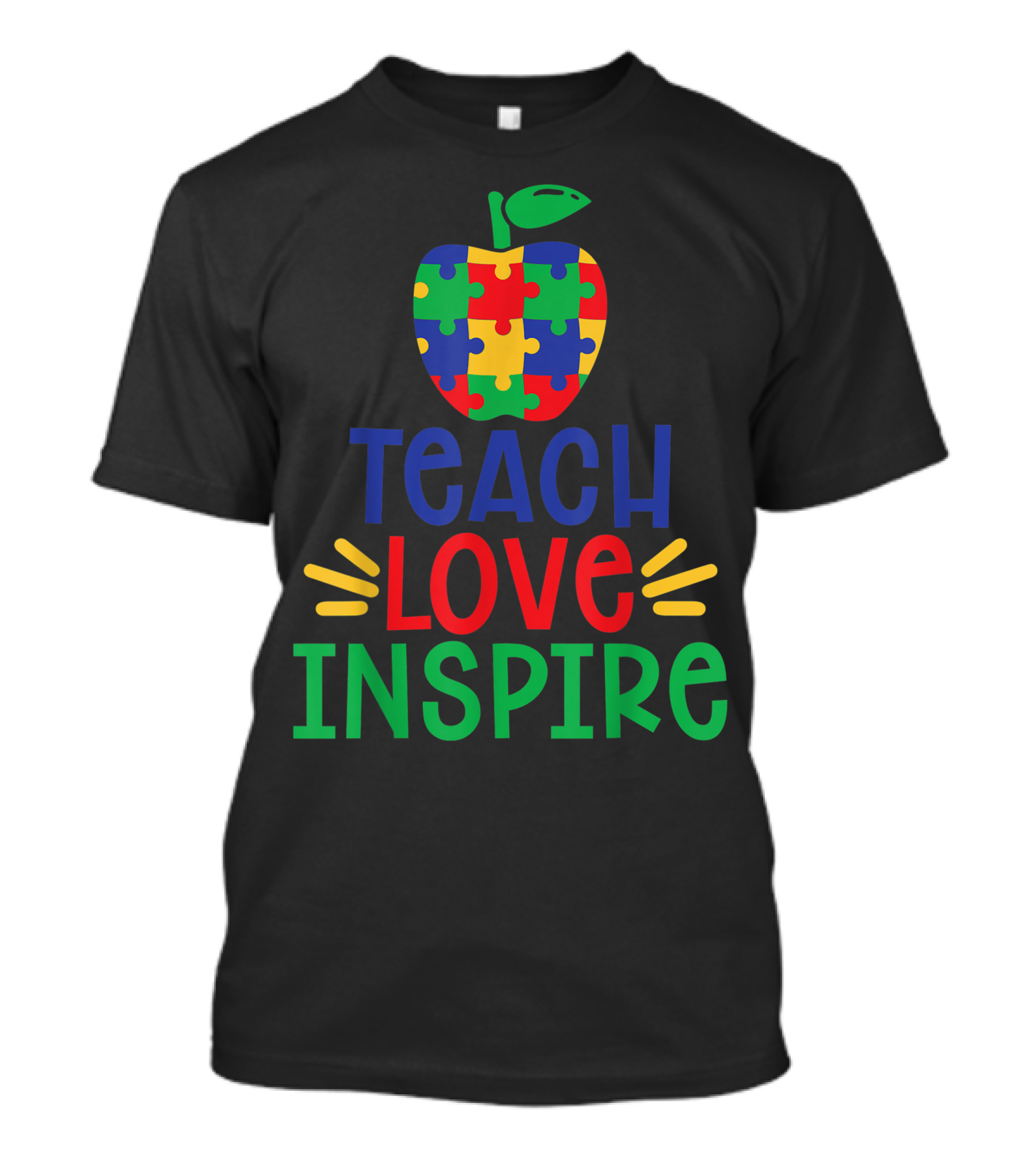 Teach Love Inspire Autism Awareness Puzzle Apple T-Shirt