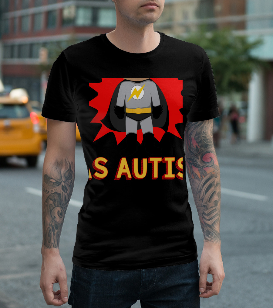 My Superhero Has Autism Awareness African American Boy in Lightning Costume T-Shirt