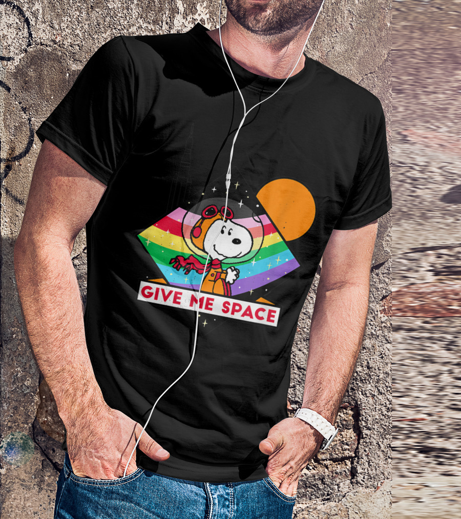 Peanuts Snoopy Astronaut Rainbow Give Me Space NASA Rocket Moon T-Shirt