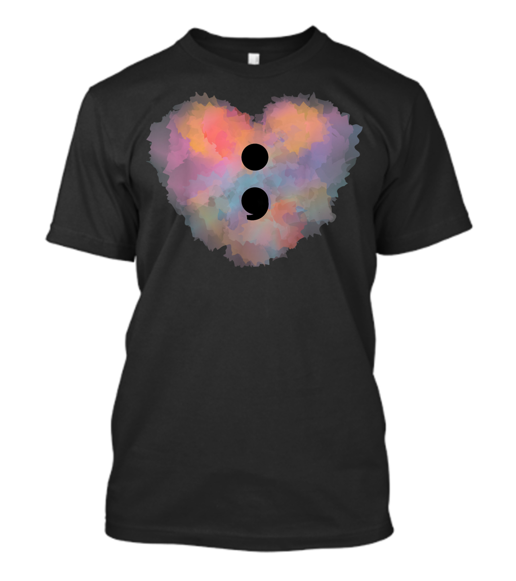 Semicolon Heart Colorful Mental Health Awareness T-Shirt