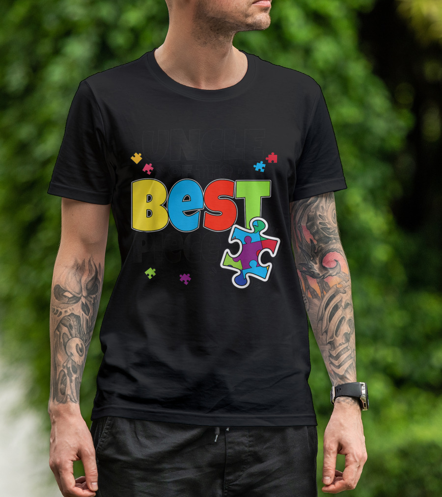 Uncle Of The Best Piece Autism Puzzle Family Awareness T-Shirt
