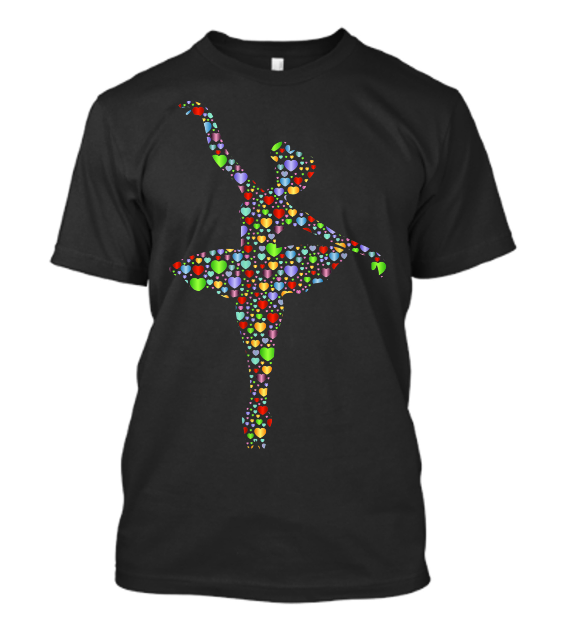 Colorful Heart Pattern Ballerina Dancer Ballet T-Shirt