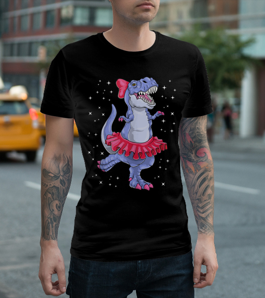 Ballerina Dinosaur Rex Dancing Kids Girls Ballet T-Rex T-Shirt