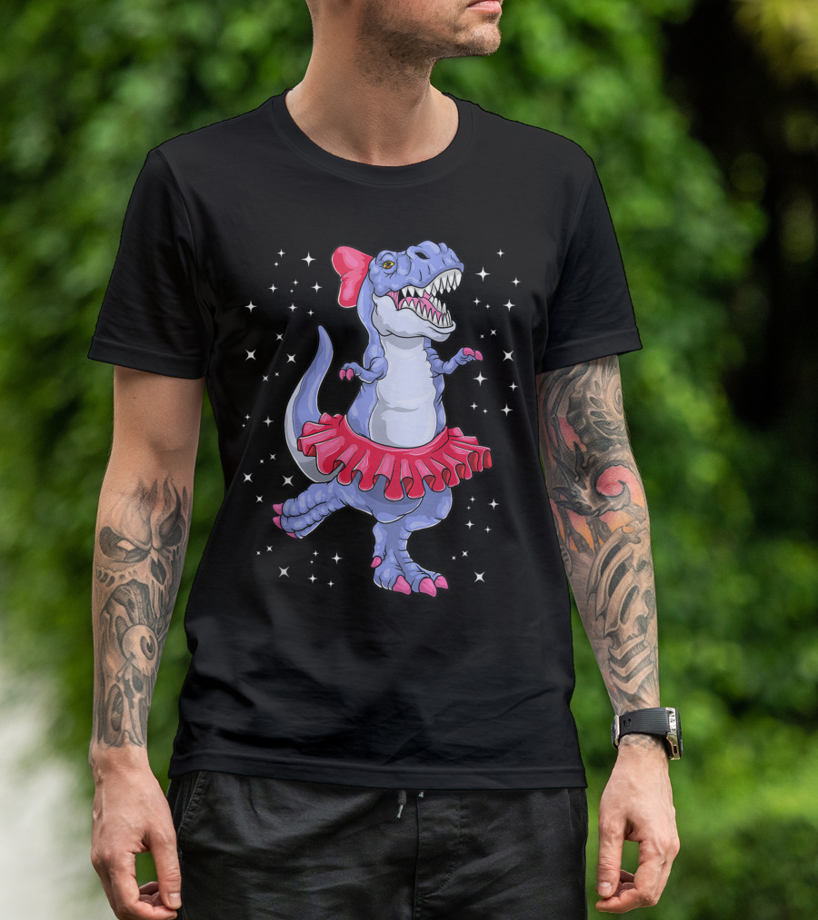 Ballerina Dinosaur Rex Dancing Kids Girls Ballet T-Rex T-Shirt