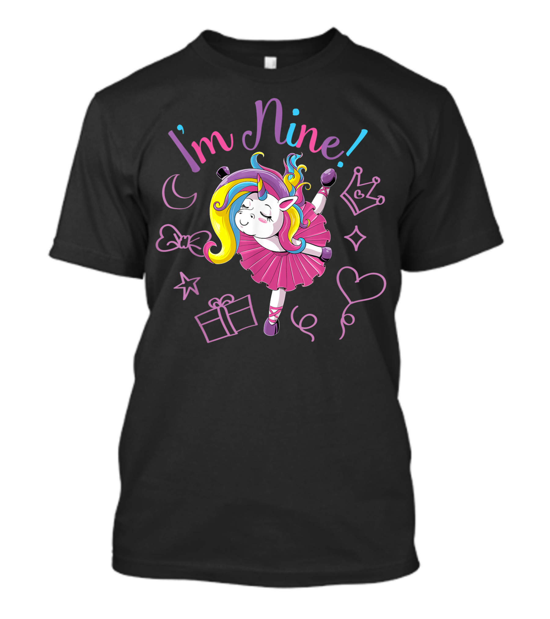 I'm Nine Ballerina Unicorn 9 Years Old Girls Birthday Party T-Shirt