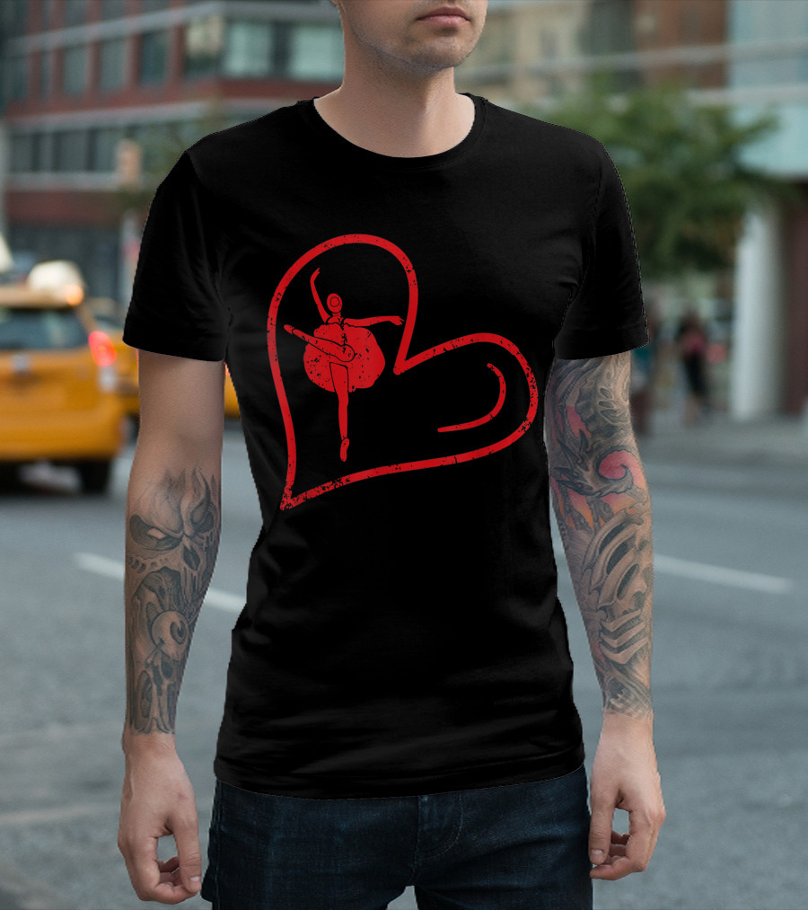 Ballerina Valentine Heart Love Ballet T-Shirt