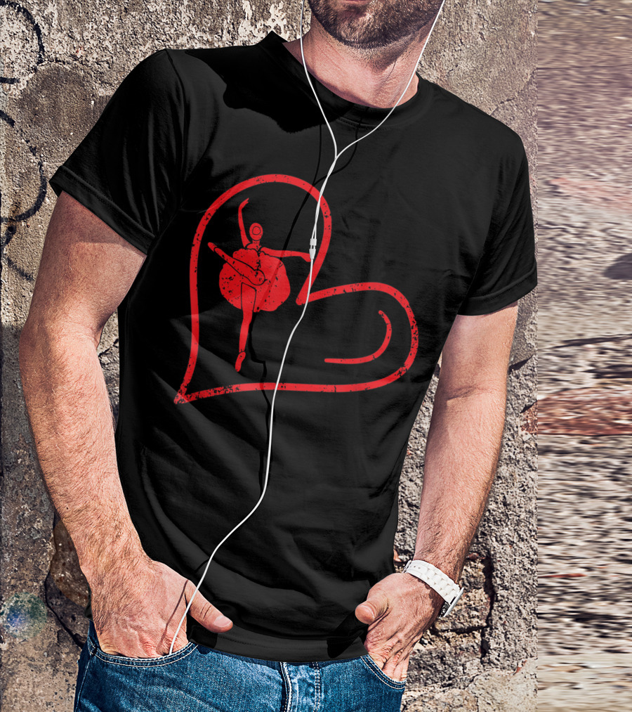 Ballerina Valentine Heart Love Ballet T-Shirt