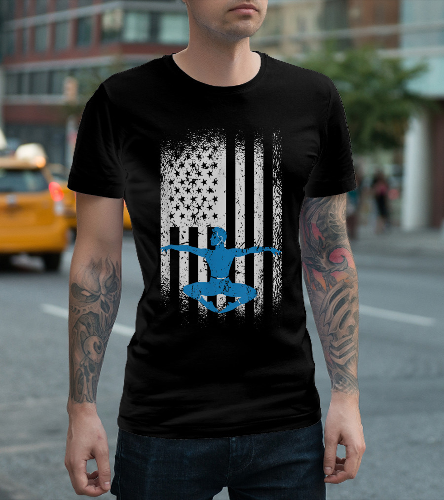 Ballet American Flag 4th Of July Patriotic USA Ballerina Stars Stripes T-Shirt