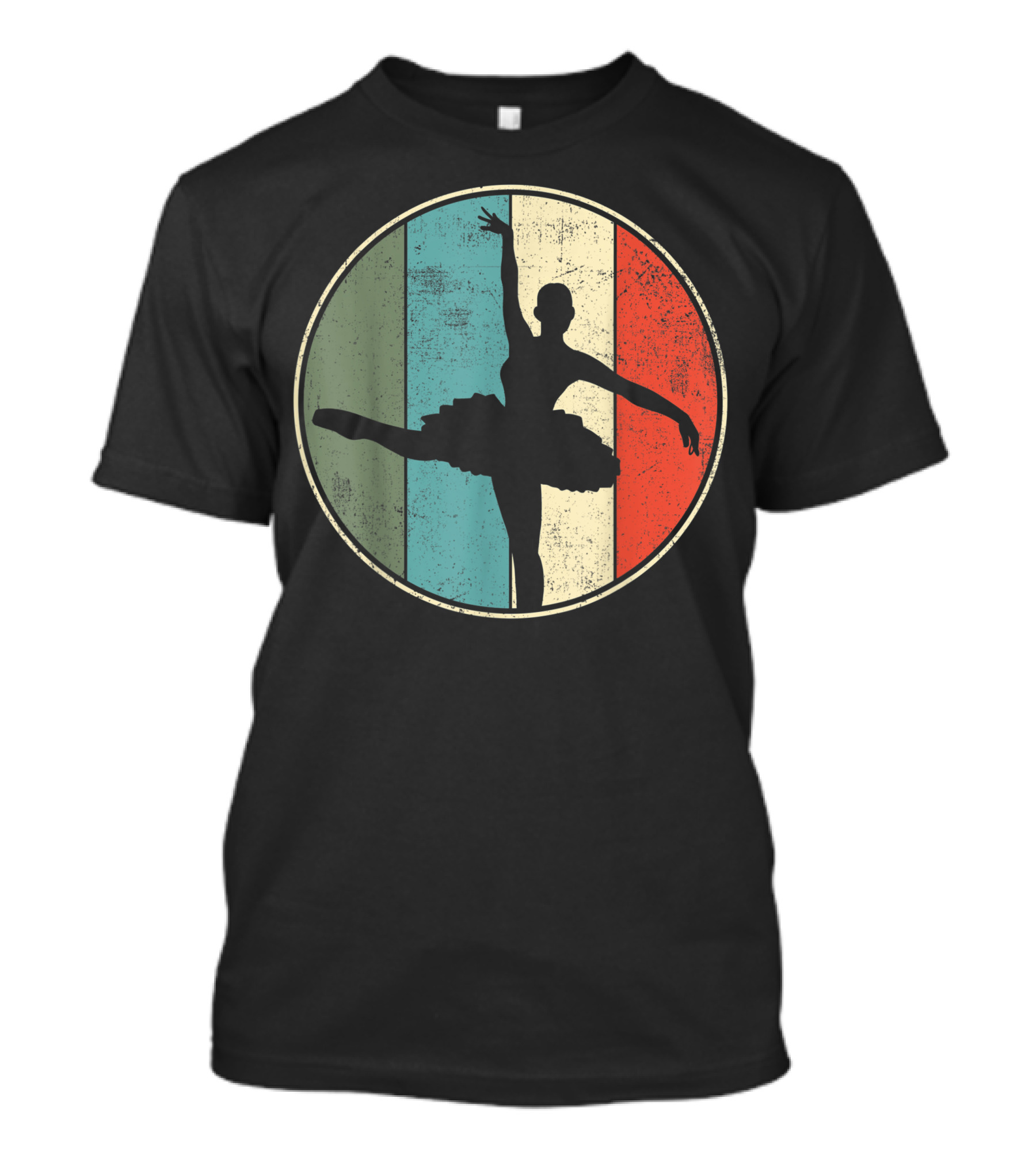 Ballet Ballerina Silhouette Vintage Stripes T-Shirt