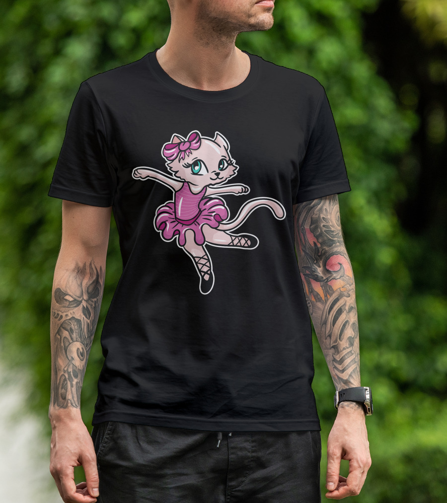 Ballet Ballerina Dancer Cat In Pink Tutu With Bow T-Shirt