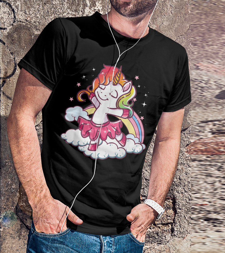 Ballet Dancer Rainbow Cute Ballerina Unicorn Girl Dancing T-Shirt