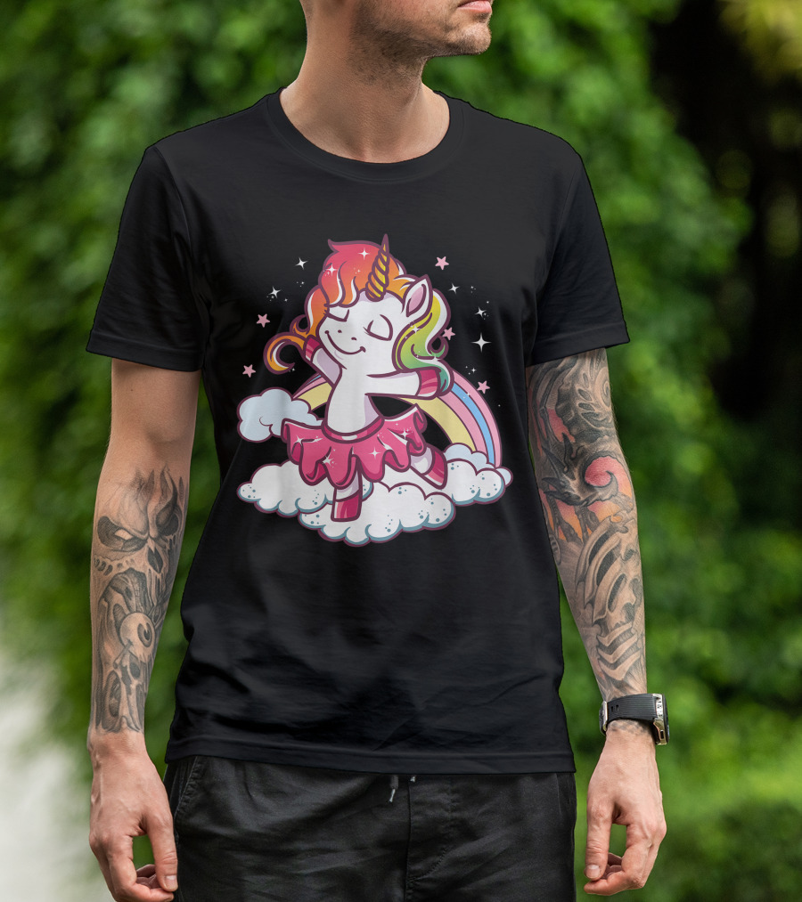 Ballet Dancer Rainbow Cute Ballerina Unicorn Girl Dancing T-Shirt