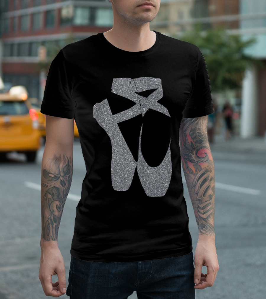 Ballet Dancer Silver Glitter Pointe Shoes Ballerina Elegance T-Shirt