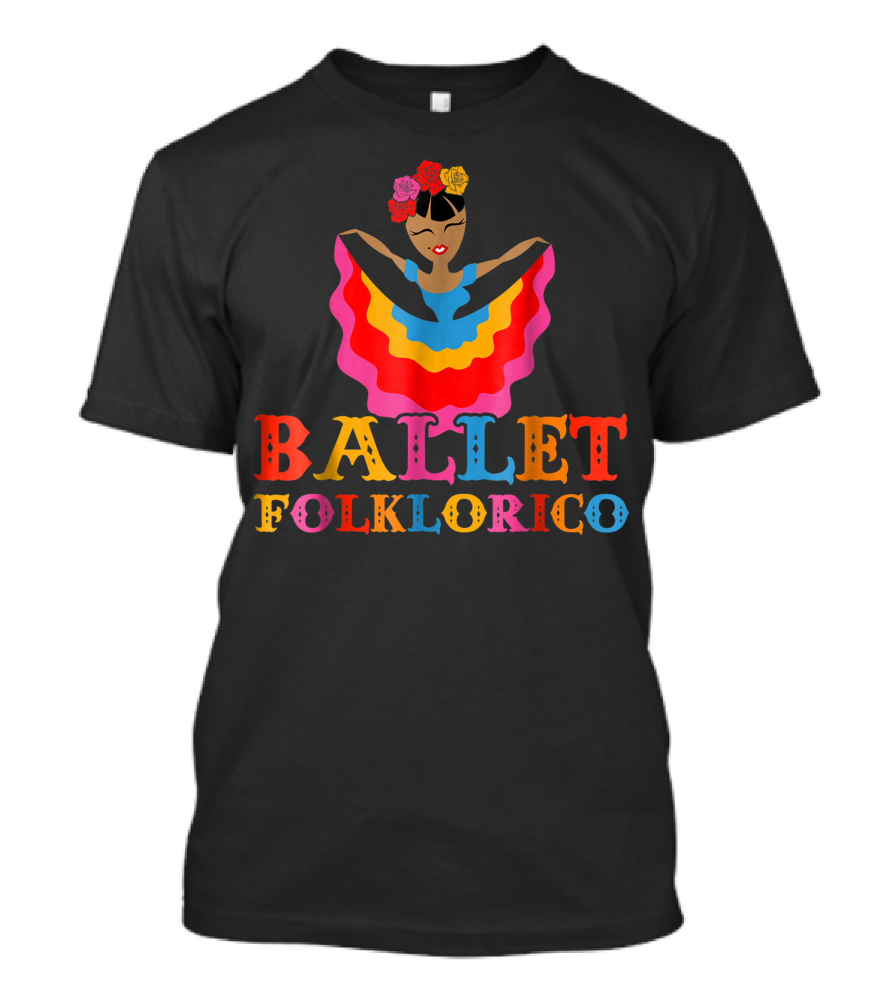 Ballet Folklorico Vibrant Dancer With Colorful Dress And Flowers T-Shirt