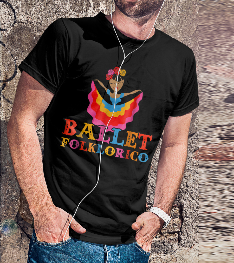 Ballet Folklorico Vibrant Dancer With Colorful Dress And Flowers T-Shirt