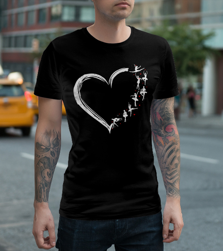 Ballet Heart with Dancing Ballerinas for Ballet Lover Woman T-Shirt