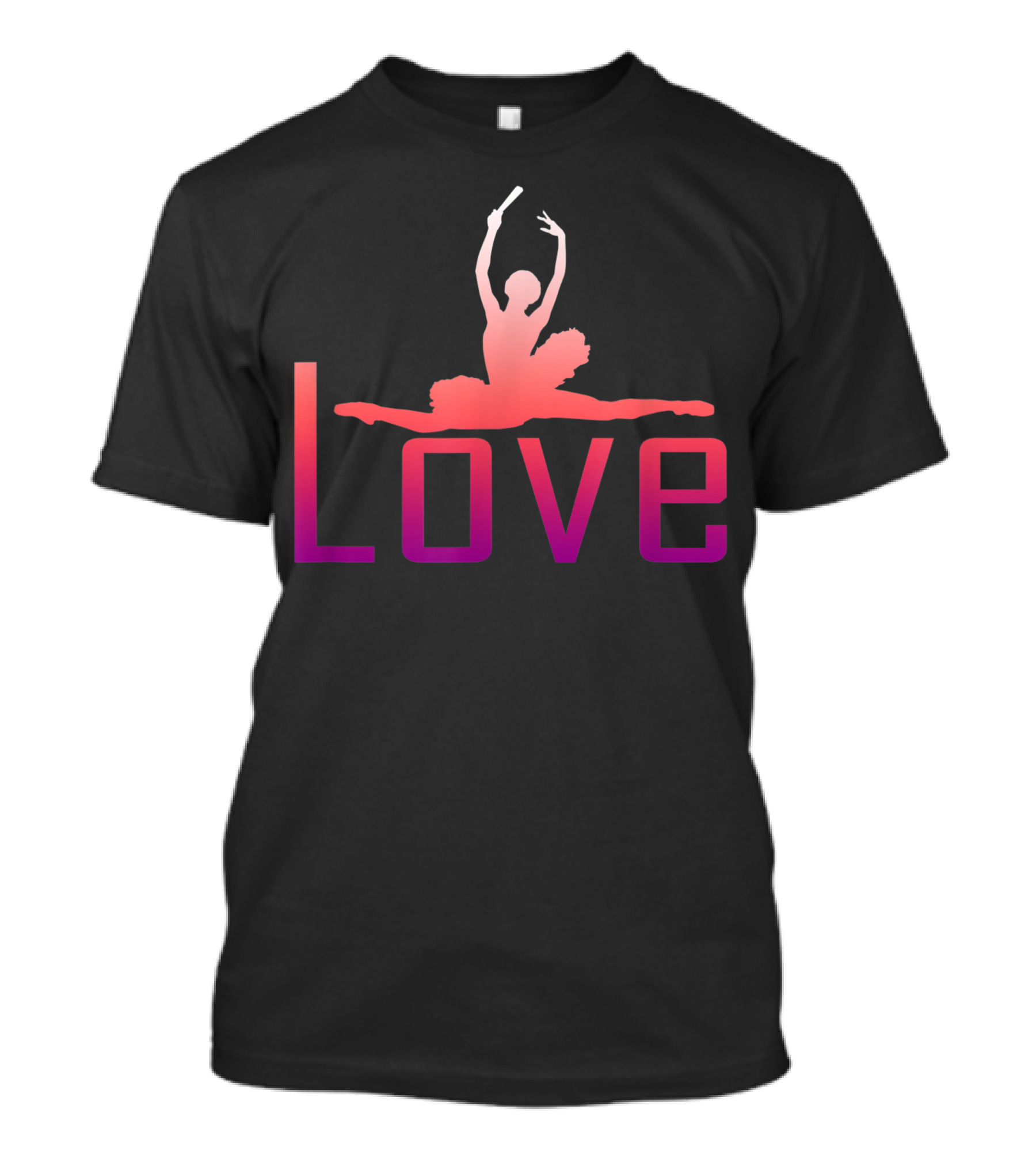 Ballet Love Ballerina Silhouette Jumping In Pink Ombre T-Shirt