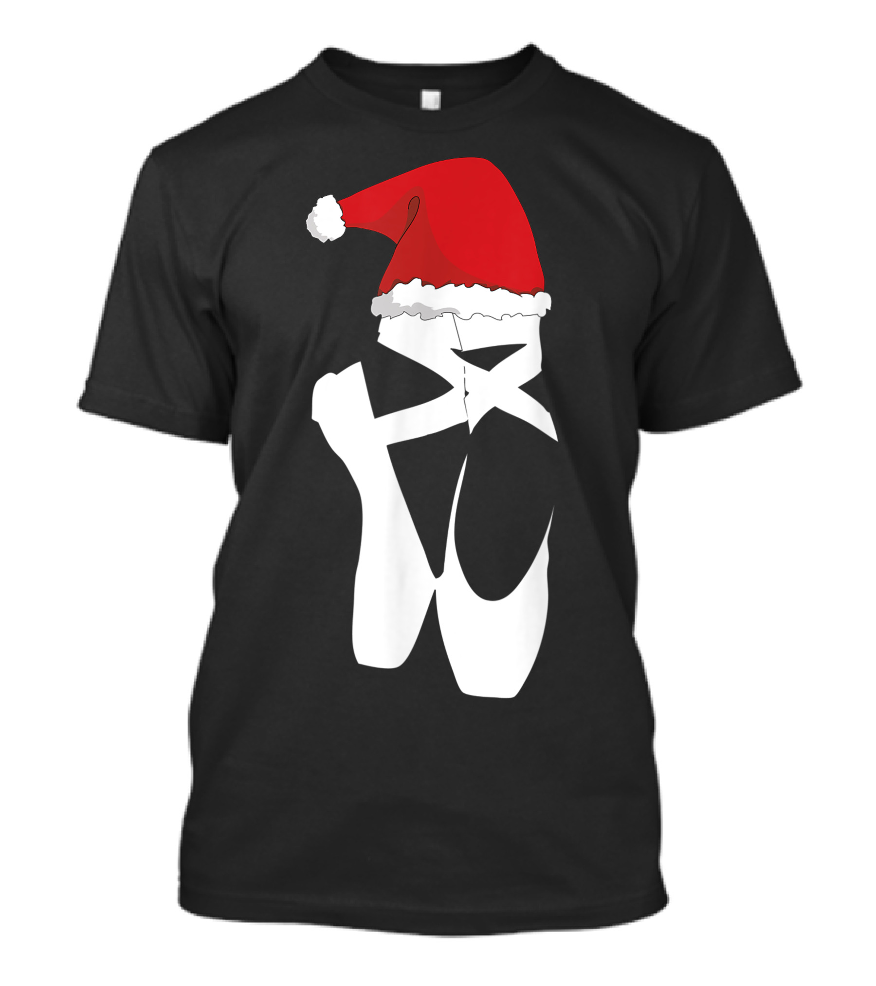 Ballet Pointe Shoe With Santa Hat Holiday Christmas T-Shirt