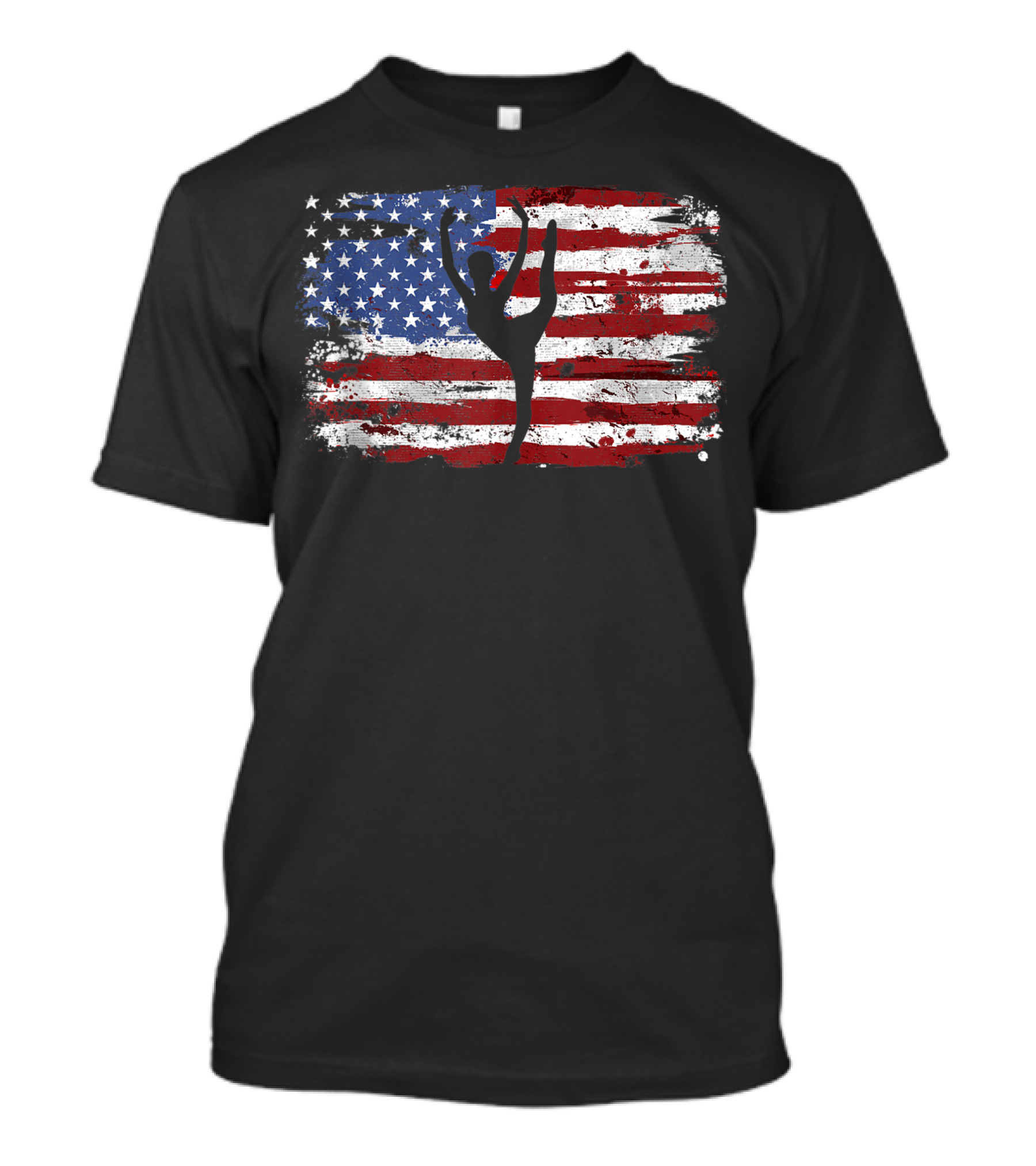Ballerina Silhouette With USA Flag Background T-Shirt