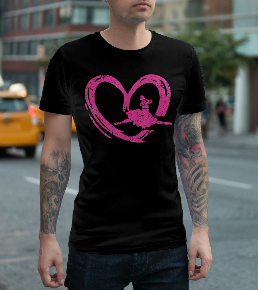 Ballet Heart Dance Lover Valentines Day Mens Girls Athletes T-Shirt