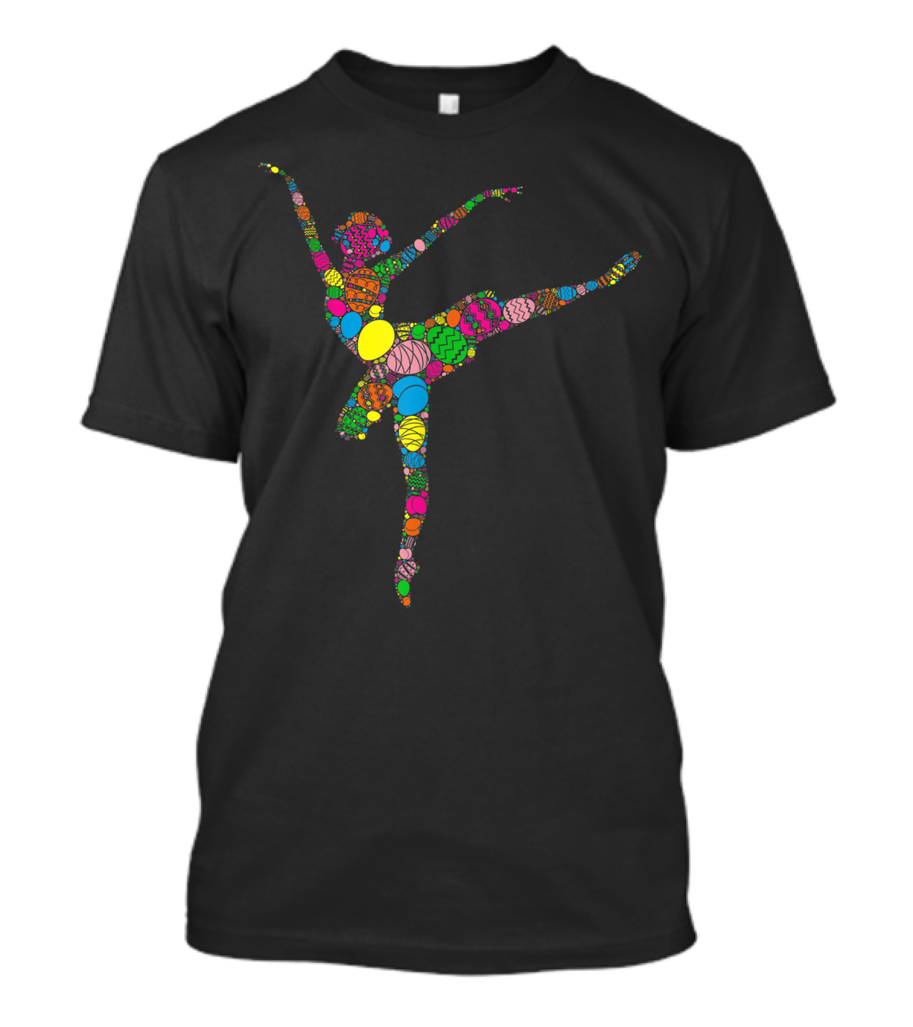 Ballet Dancer Silhouette Made Of Colorful Easter Eggs T-Shirt