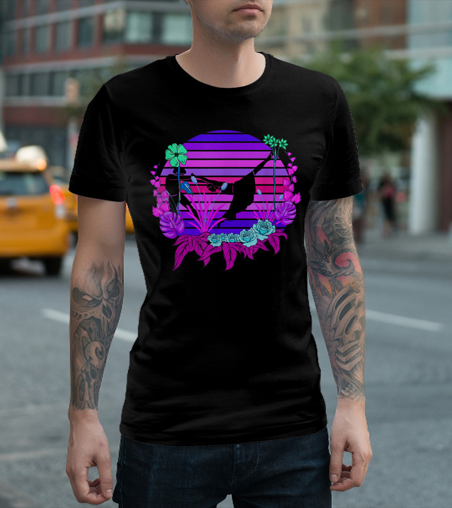 Couples Ballet Vaporwave Sunset Dance Synthwave Floral T-Shirt
