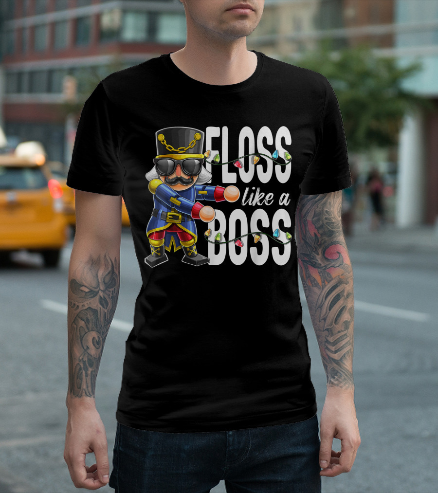 Floss Like A Boss Nutcracker With Christmas Lights T-Shirt