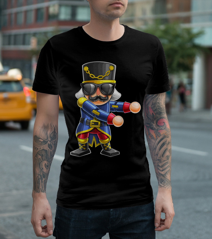 Nutcracker Floss Dance Christmas Character With Sunglasses T-Shirt