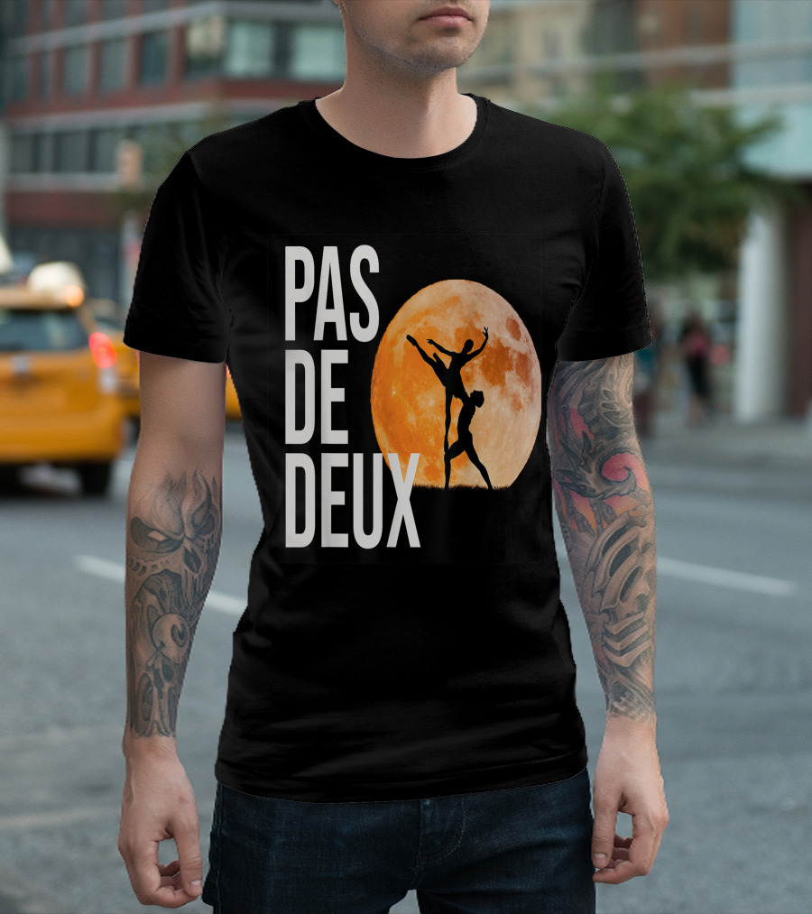 Pas De Deux Ballet Silhouette Moon Background T-Shirt