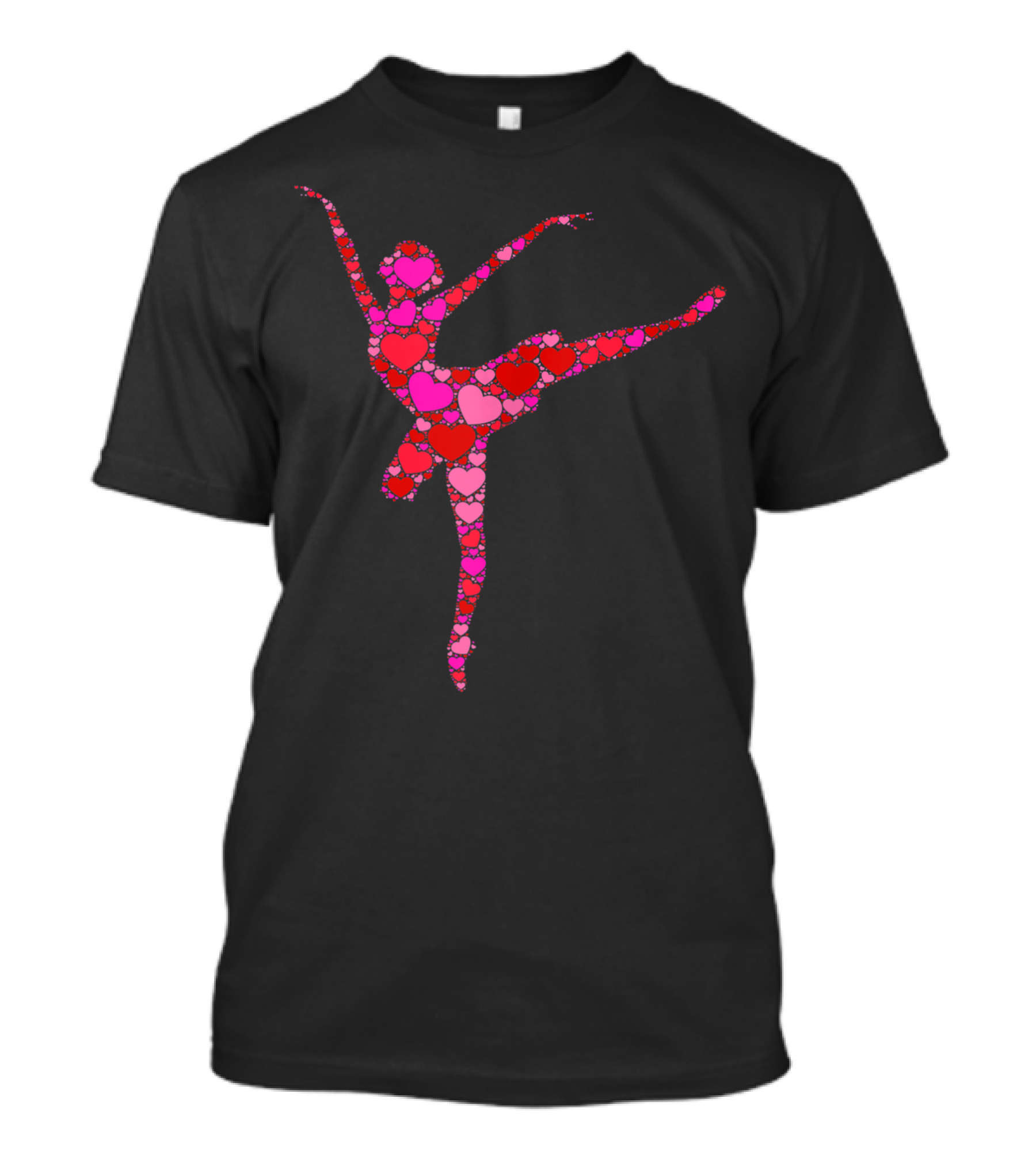 1T Pink Red Heart Valentine's Day Ballerina T-Shirt