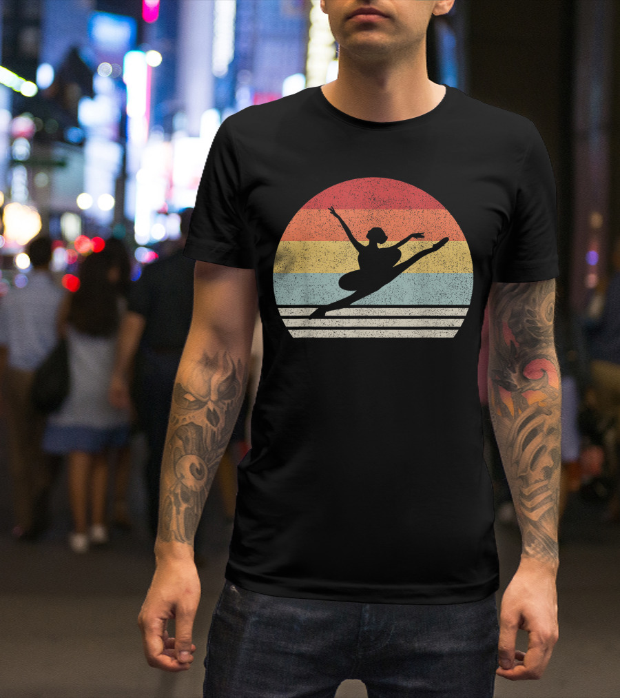 Retro Ballerina Eighties Ballet Vintage Sunset T-Shirt