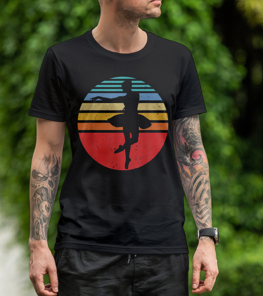 Retro Ballet Dancer Silhouette Vintage Sunset Aesthetic T-Shirt