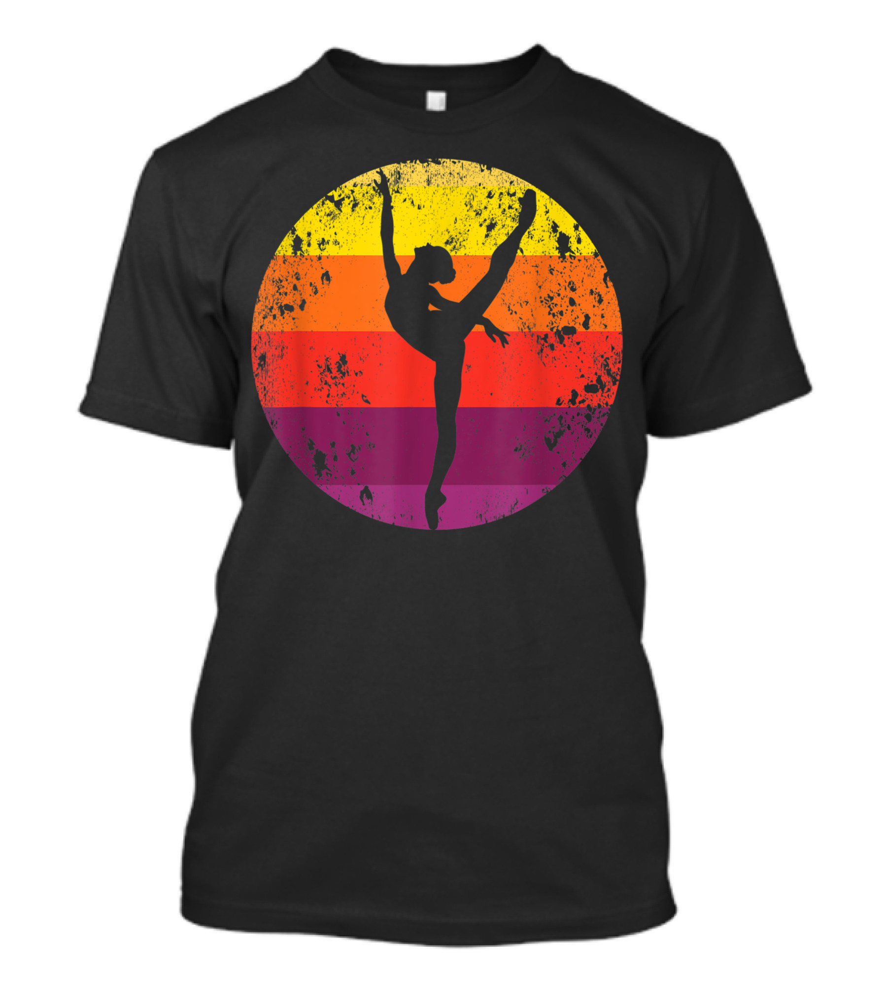 Retro Ballet Oldschool En Pointe Dancer Vintage Modern Rainbow Circle T-Shirt