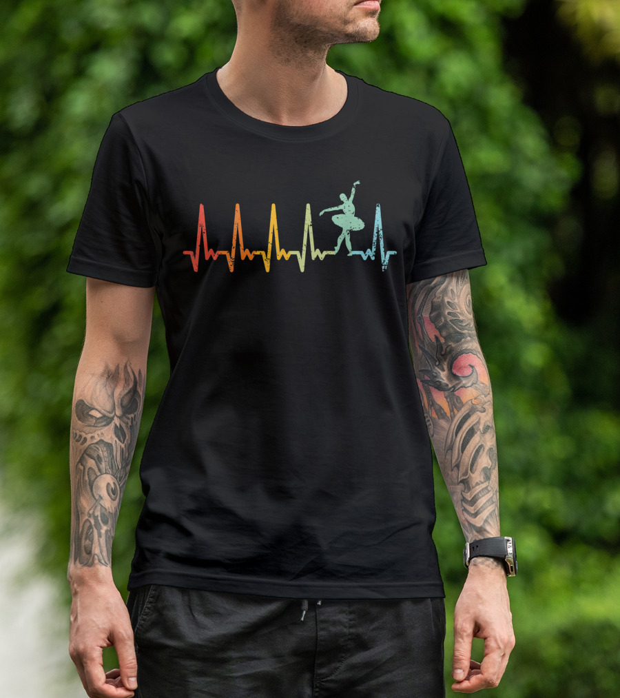 Retro Heartbeat Ballerina Ballet Modern Dancer Heart T-Shirt
