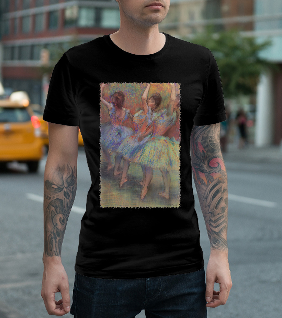 Three Dancers Edgar Degas Vintage Ballerinas Ballet Pastel T-Shirt