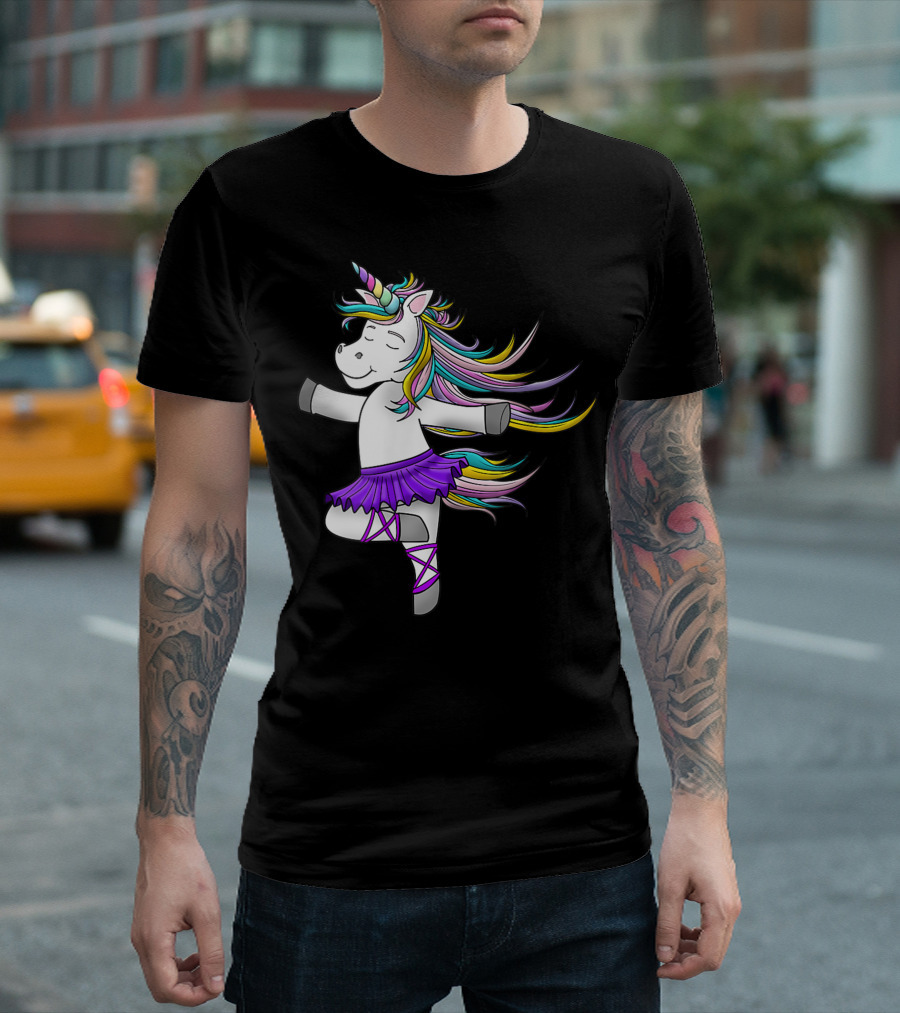 Unicorn Ballerina Ballet Dancer Kids Girls Rainbow Fantasy T-Shirt