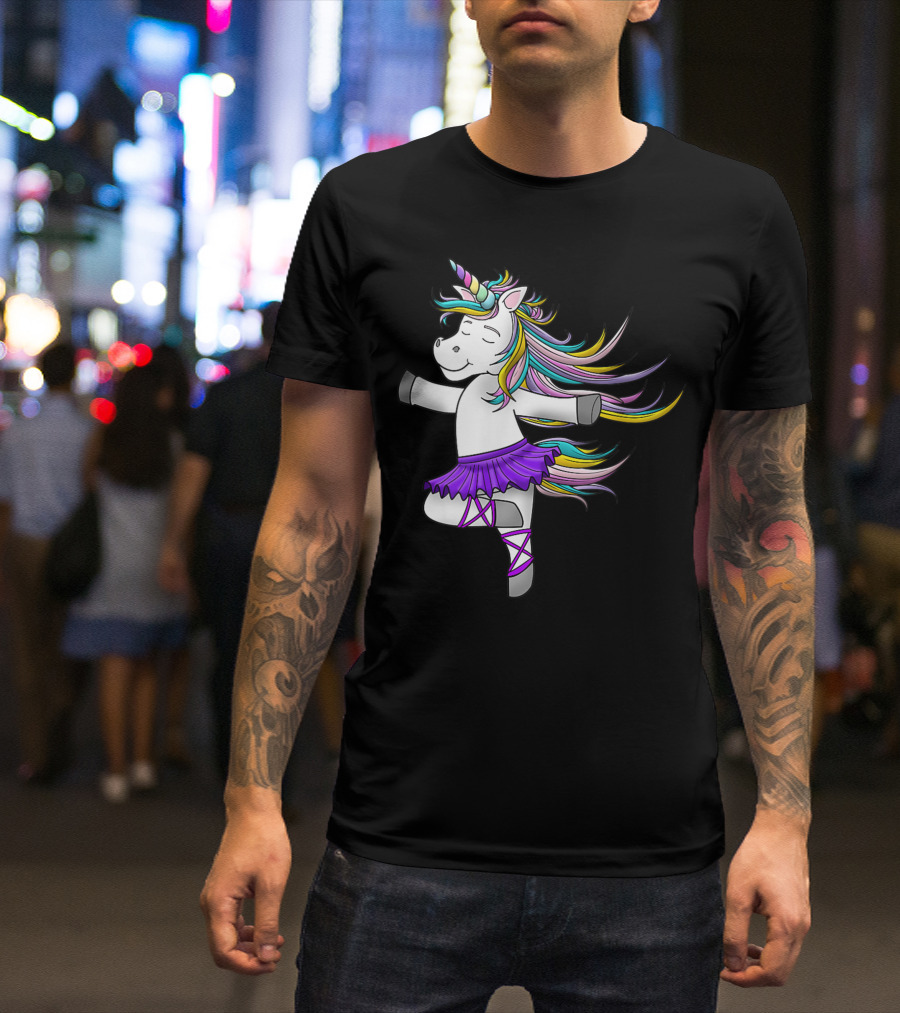 Unicorn Ballerina Ballet Dancer Kids Girls Rainbow Fantasy T-Shirt