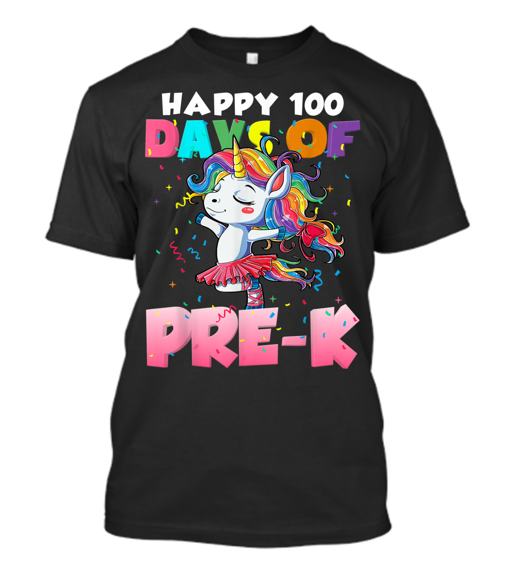 Happy 100 Days Of Pre-K Unicorn Ballet Rainbow T-Shirt