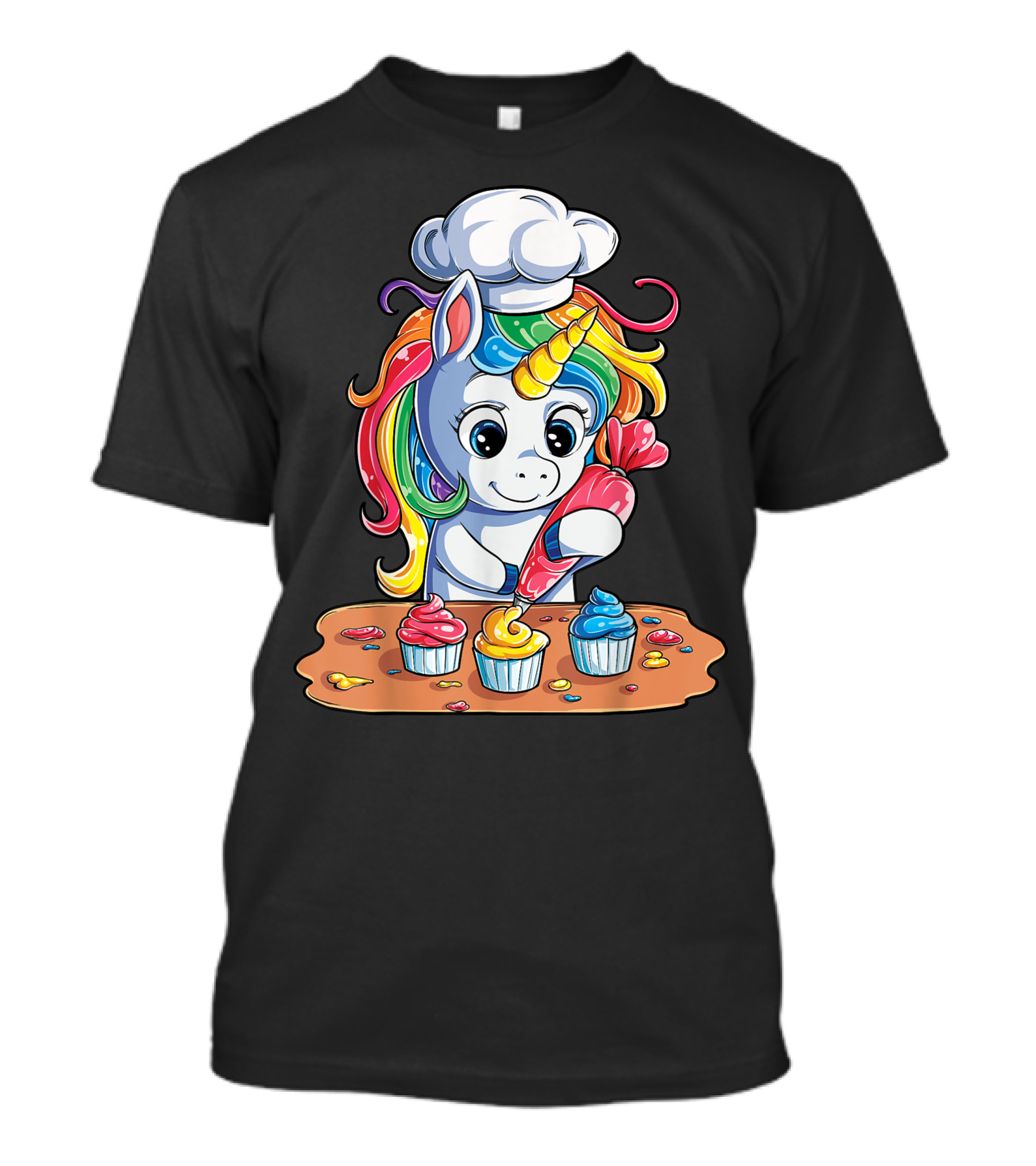 Unicorn Baking Rainbow Cupcake For Kids Girls T-Shirt