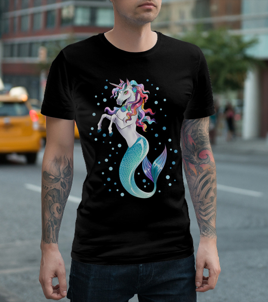 Unicorn Mermaid Mermicorn Rainbow Girls Kids Women T-Shirt