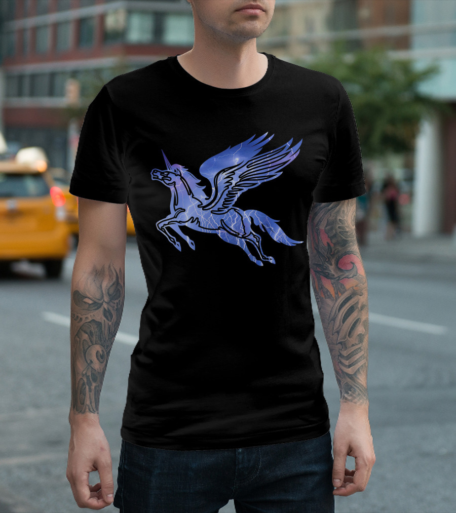 Unicorn Pegasus Lightning Flying Mythical Creature For Tween Girls T-Shirt