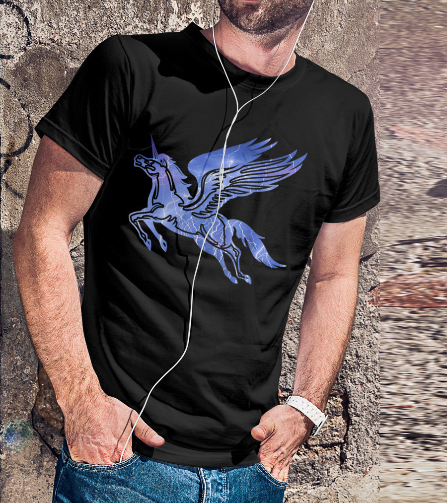 Unicorn Pegasus Lightning Flying Mythical Creature For Tween Girls T-Shirt